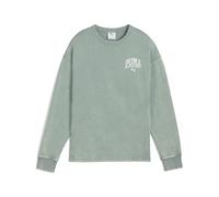 PUMA Class Comfort Washed Crew TR, Felpa con Cappuccio Bambina, Green Moon, S
