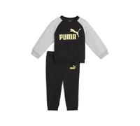 PUMA Completo girocollo Minicats Essentials Raglan per bimbi ai primi passi, Abbigliamento, Nero/Oro Moon, 6-9M 6-9M