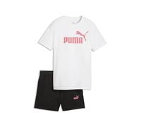 PUMA Completo T-Shirt e Shorts Essentials con Logo No. 1 per Ragazzi 164, White Wild Pink
