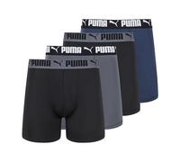 PUMA Men's 4 Pack Active Stretch Boxer Briefs, Blue/Black/Grey, Small