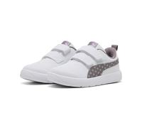 PUMA COURTFLEX V3 Dotty V PS, Sneaker, White-Plum Jam-Light Moss, 32.5 EU