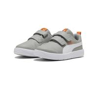 PUMA COURTFLEX V3 V PS, Scarpe da Ginnastica, Smokey Gray White-Orange GLO, 32.5 EU