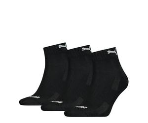 PUMA CUSHIONED QUARTER 3P , Calzini, Unisex - Adulto, Black/White Logo, 35-38
