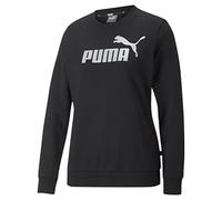 PUMA Ess+ Logo Metallico Crew FL Maglietta, Nero-Argento Metallizzato, S Donna