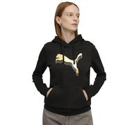 PUMA Ess Metallic Hoodie FL, Felpe con Cappuccio Unisex - Adulto, PUMA Black-Metallic Gold,