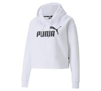 PUMA Essentials-Felpa con Cappuccio in Pile con Logo Cropped, Bianco, XL Donna