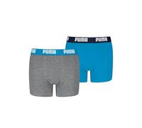 PUMA Everyday Basic Boxers 2P, Biancheria Intima, Bambini e Ragazzi, Grey mélange/Blue - New, 134-140