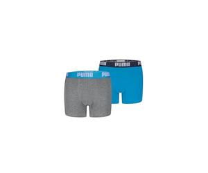PUMA Everyday Basic Boxers 2P, Biancheria Intima, Bambini e Ragazzi, Grey mélange/Blue - New, 134-140