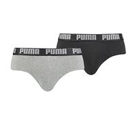 PUMA Brief 521030001 Slip bikini, Grigio/Nero, S (Pacco da 2) Uomo