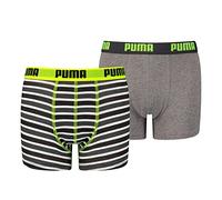 PUMA EVERYDAY STRIPED BOXERS 2P, Biancheria Intima, Bambini e ragazzi, Fluo Yellow/Grey, 158-164