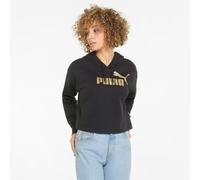 Puma Felpa C/Cappuccio Donna Essentials+Cropped Metallic Logo - 01 (Nero/Gold Fo