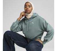 PUMA Felpa con Cappuccio Cropped Wardrobe Ess vestibilità Comoda da Donna L Green Moon