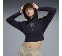 PUMA Felpa con cappuccio e grafica Premium Essentials dal taglio morbido da donna, Abbigliamento, Blu, M M