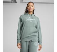 PUMA Felpa con cappuccio ESS SCRIPT Comfort da donna, Abbigliamento, Verde Moon, XS XS