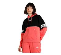 PUMA Felpa con Cappuccio Power Colorblock FL, Sudore Donna, Salmone, XS