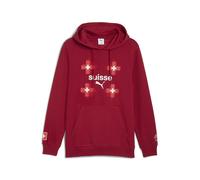 PUMA Felpa con cappuccio Svizzera FtblCulture da uomo, Sport, Dark Crimson/Bianco, XS XS