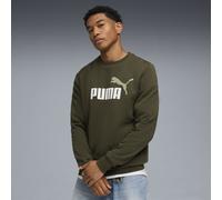 PUMA Felpa girocollo in pile con logo Essentials No. 1 da uomo,, Dark Olive, M M