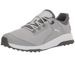 PUMA Fusion Grip, Scarpe da Golf Uomo, Visiera Piatta Grigio Chiaro Argento, 42 EU