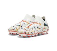 PUMA Future 7 Match Creativity FG/AG Jr, Soccer Shoe Unisex-Bambini, White-Ocean Tropic-Turquoise Surf-Hot Heat-Sun Stream, 28 EU