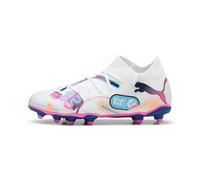 PUMA Future 7 Match Fg/Ag Jr - Scarpe da calcio unisex per bambini, Bianco Blu Rosa, 4 UK
