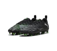 Puma Future 8 Play FG/AG JR - Scarpe da Calcio Unisex, Puma Black-Puma Silver-Fluo Green,