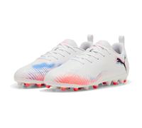 PUMA Future 8 Play MG JR - Scarpa da calcio, colore: bianco e nero e rosso acceso, misura 36, Puma Bianco PUMA Nero Rosso Brillante, 35.5 EU
