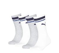 PUMA Heritage Stripe Crew Calzini, Bianco, Grigio, Blu, 35-38 (Pacco da 4) Bambini e Ragazzi