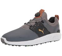 PUMA Ignite Disco articolato, Scarpe da Golf Uomo, Quiet Shade Team Gold Black, 42.5 EU