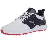 PUMA Ignite Pwradapt Caged, Scarpe da Golf Uomo, Bianco White Silver Peacoat, 45 EU