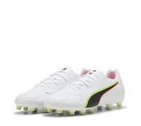 PUMA King 20 Match FG/AG JR - Scarpa da Calcio, Colore: Bianco/Rosso Acceso/Giallo, Taglia 42, Puma Bianco Incandescente Rosso Giallo Alert, 32 EU