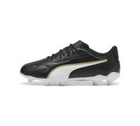 PUMA King 20 Play FG/AG Jr, Scarpe da Calcio Unisex per Bambini, Nero Bianco Oro, 4.5 UK, Puma Puma Nero Bianco Puma Oro, 4.5 UK