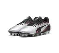 PUMA King Match Fg/AG Jr, Soccer Shoe Unisex - Bambini e Ragazzi, Puma Silver Puma Black Sun Struck Puma White, 35 EU