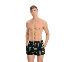Puma Logo Print Short Shorts, Pantaloncini da Surf Uomo, Black Combo, Small