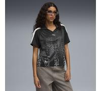 PUMA Maglia da calcio T7 Leo Luxe dal taglio morbido da donna, Abbigliamento, Nero/Aop, XS XS