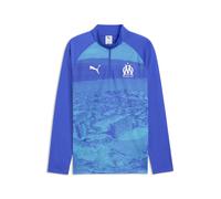 PUMA Maglia da riscaldamento con zip Olympique de Marseille da uomo, Accessori, Blu, XL XL