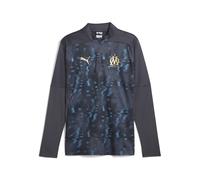 PUMA Maglia pre-partita con zip a quarti dell'Olympique de Marseille da uomo, Sport, Galactic Grigio/Oro, XL XL