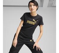 PUMA Maglietta con logo ESS Metallizzato No. 1 da donna, Abbigliamento, Nero/Metallizzato Oro, XL XL