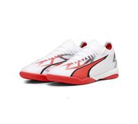 PUMA Male Scarpe da calcio ULTRA MATCH TT da uomo, White-Black-Fire Orchid, 43 EU