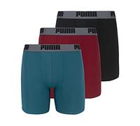 PUMA Men's 3 Pack Boxer Brief,Red/Grey/Teal, Medium