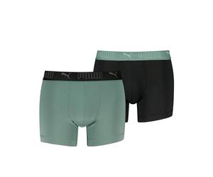 Puma Men's Microfiber Boxer, Green/Black, S (2er Pack)