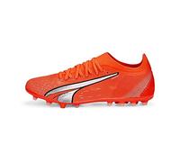 PUMA Men's Ultra Match MG Soccer Shoe, Ultra Orange Puma White Blue Glimmer, 47 EU