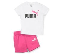 PUMA Minicats Tee & Shorts Set, Tuta da Jogging Unisex-Bambini e Ragazzi, Bianco-Rosa Perla, 92