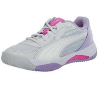 PUMA Nova Court Pickleball Shoes, Scarpe da Ginnastica Donna, Silver Mist White Vivid Violet, 40 EU