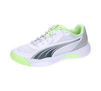 PUMA Nova Court, Tennis Shoe Unisex-Adulto, White-Luminous Blue-Fizzy Apple-Shadow Gray, 42.5 EU