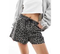 PUMA - Pantaloncini squadrati con stampa leopardata scura-Nero M