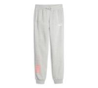 PUMA Power Colorblock Pantaloni della Tuta FL G, Lavorati a Maglia Bambina, Grigio Chiaro, 128