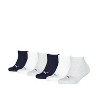 PUMA Plain Calzini, Bianco, Grigio, Blu, 31-34 (Pacco da 6) Unisex-Bambini e Ragazzi