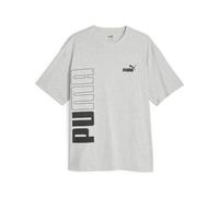 PUMA Power Colorblock Tee, Maglietta Uomo, Grigio Chiaro, XL