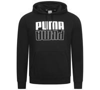 Puma Power Logo Uomo Felpa Con Cappuccio Nero Nuovo