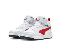 PUMA Puma Rebound V6 Mid Ac+ Ps, Scarpe da ginnastica Unisex - Bambini e ragazzi, Silver Mist Club Navy For All Time Red, 28 EU